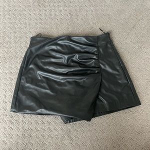 Zara Black Leather Mini Skort